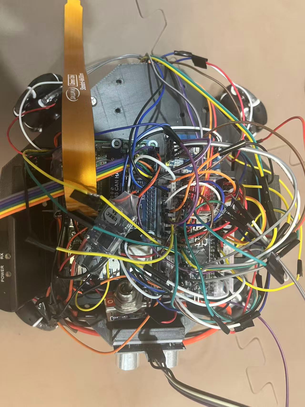 Top view of the finished X-drive rover